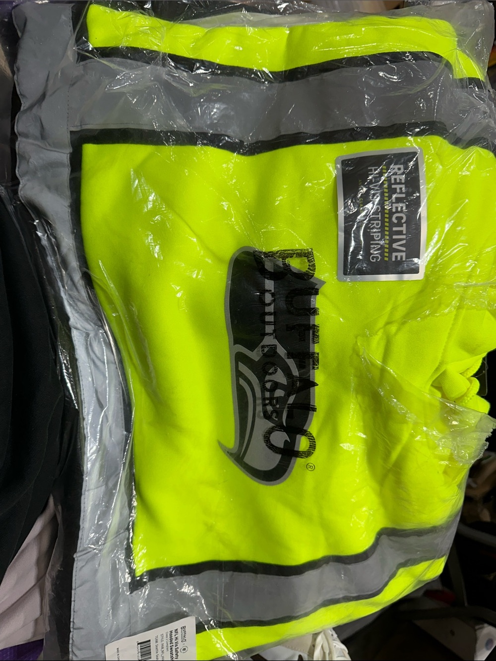 Buffalo David Bitton Hi-Vis Safety Hooded Sweatshirt - Neon Yellow and Black